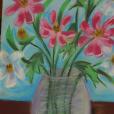 "Kwiaty w wazonie", pastel suchy