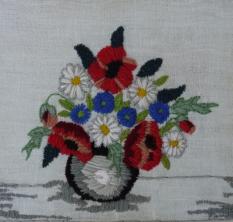 "Kwiaty w wazonie", haft segmentowy