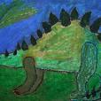 "Dinozaur", pastele olejne