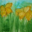 "Wiosna w ogrodzie", akwarela