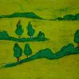 "Pejzaż górski", pastel olejny