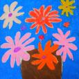 "Kwiaty w wazonie", pastel olejny