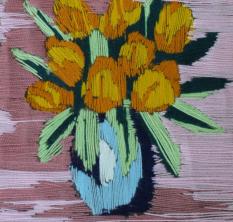 "Tulipany w wazonie", haft segmentowy