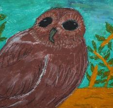 "Sowa", pastel olejny