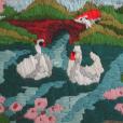 "Łabędzie", haft atłasowy