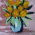 "Tulipany w wazonie", haft segmentowy