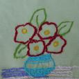 "Kwiaty w wazonie", ścieg hafciarski